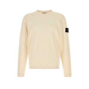 Stone Island Men Cream Cotton Blend Sweater